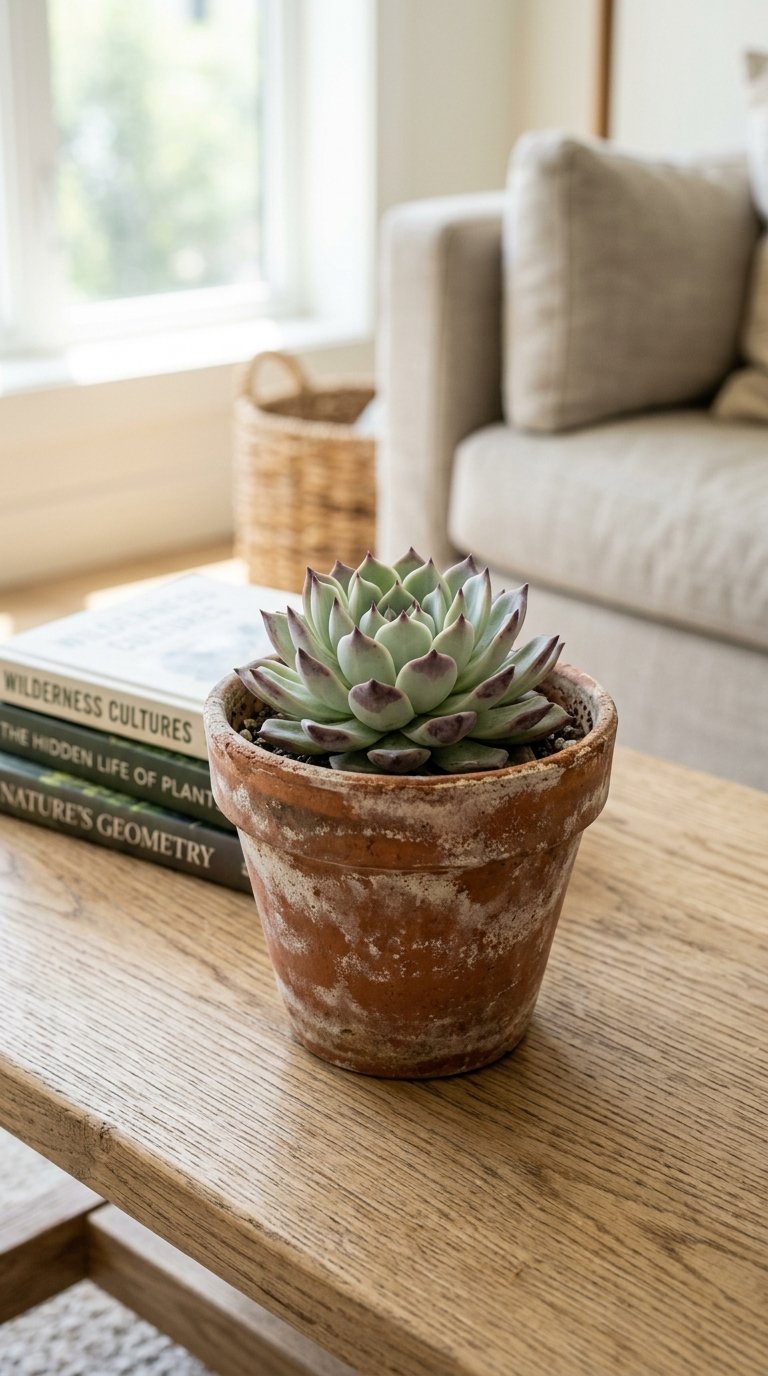 Display a Small Potted Succulent or Cactus