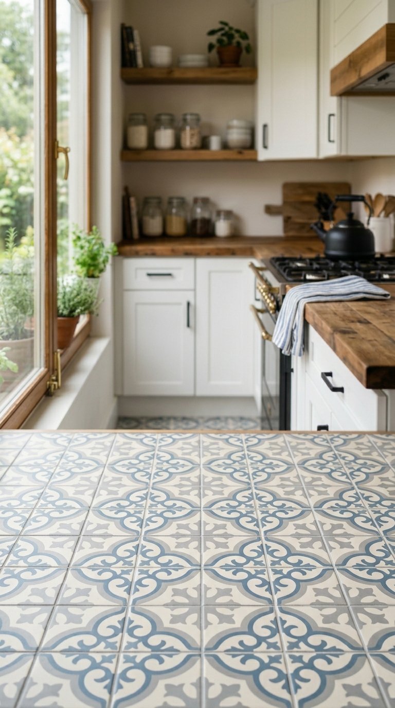 Encaustic-Look Porcelain Tile for a Budget-Friendly Pattern