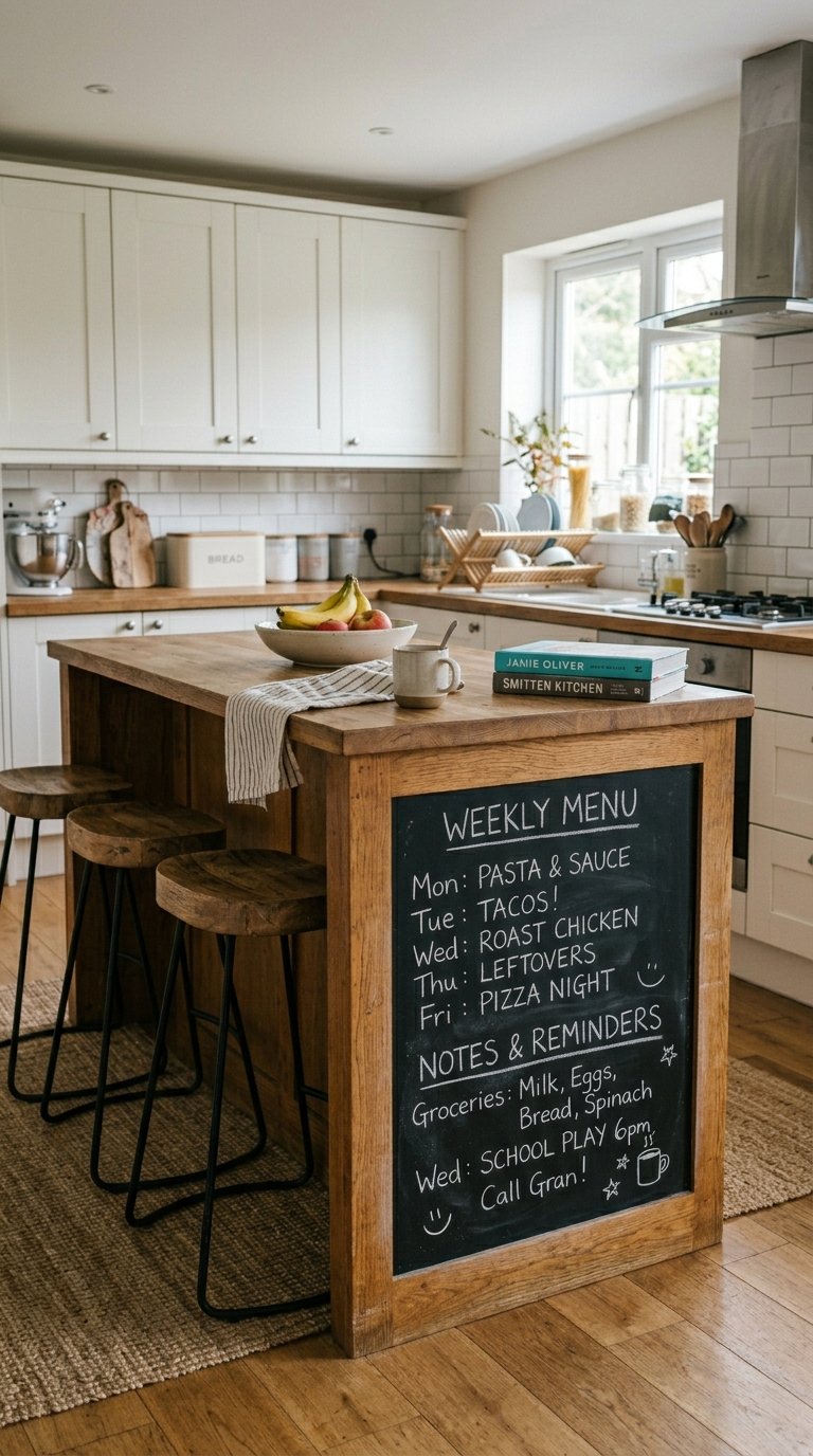 Farmhouse Island With Chalkboard Panel End