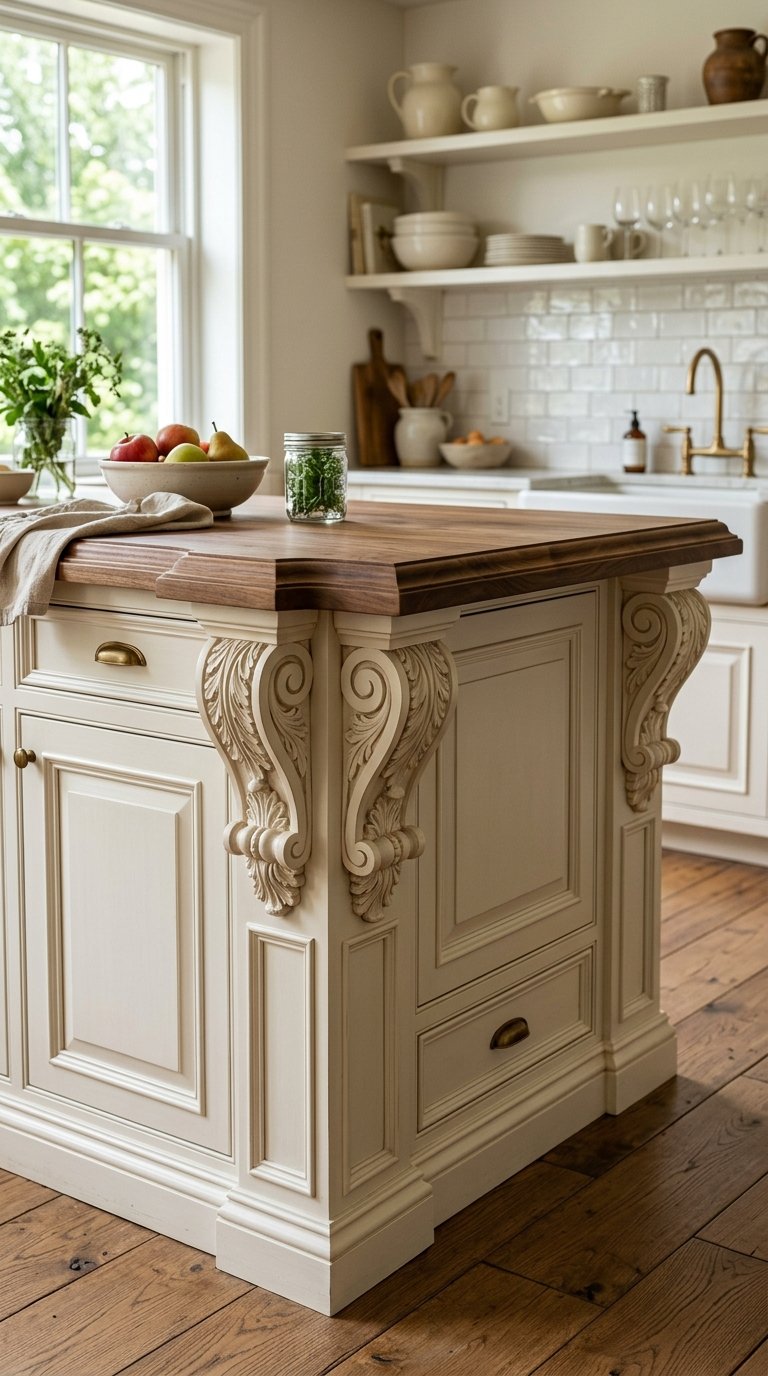 Farmhouse Island With Corbel Brackets