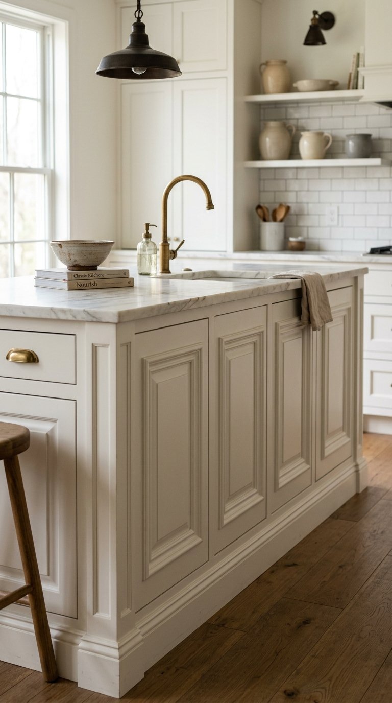 Farmhouse Island With Wainscoting Panels