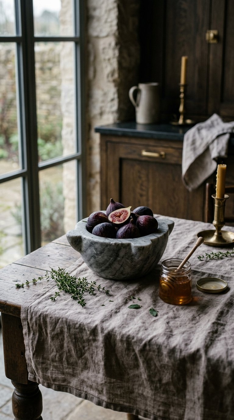 Figs and Honey in a Stone Mortar