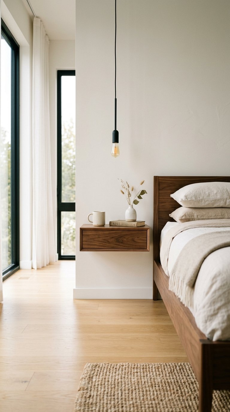 Floating Bedside Shelves Instead of Nightstands