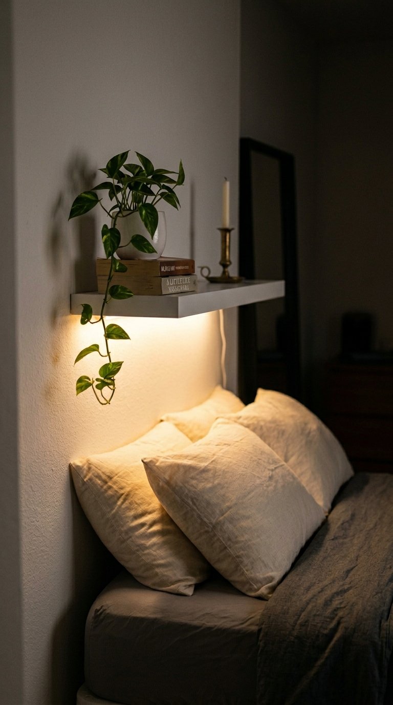 Floating Shelf with Integrated LED Lighting