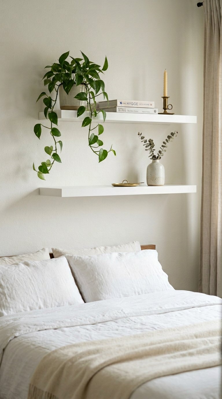 Floating Shelves Above the Bed