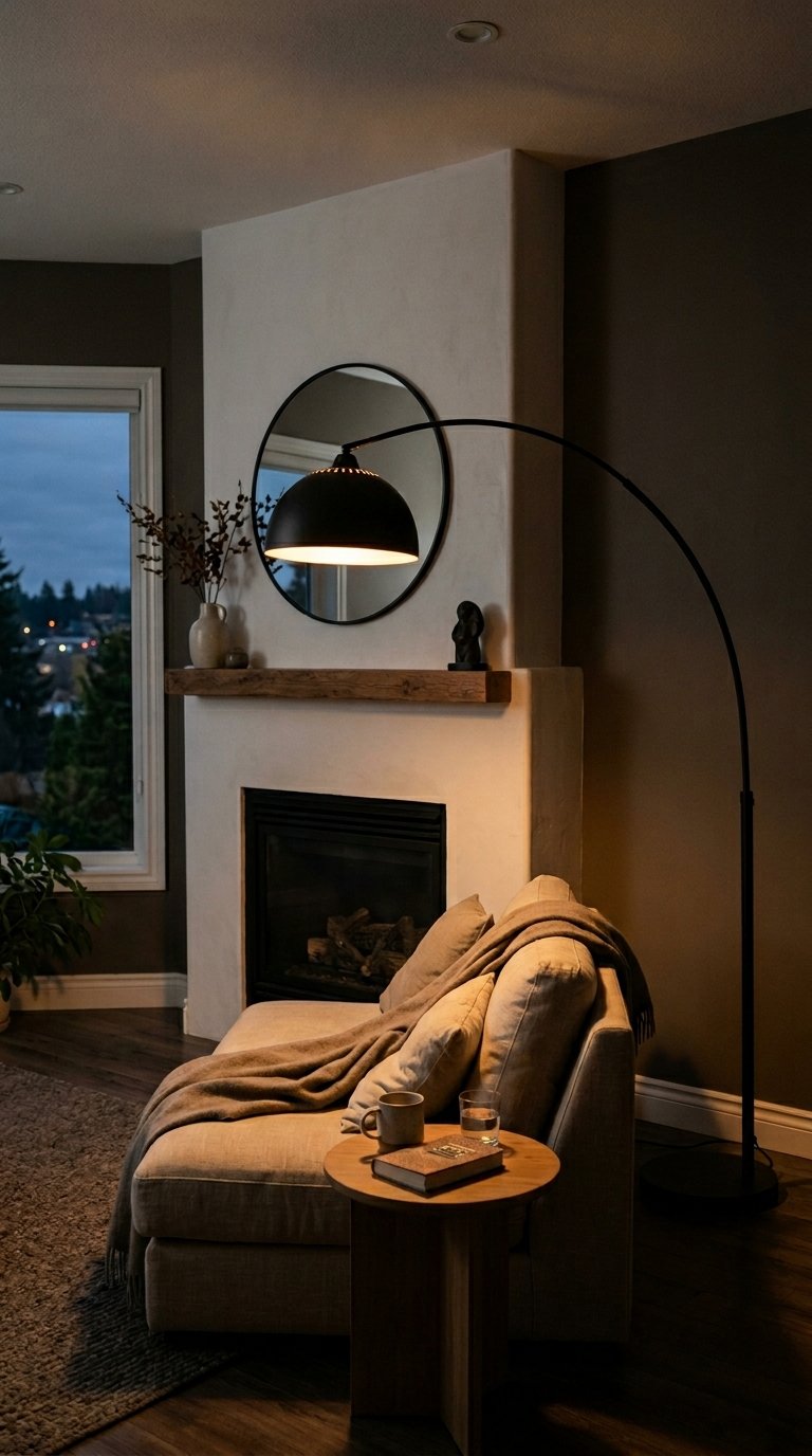 Floor Lamp Next to the Fireplace