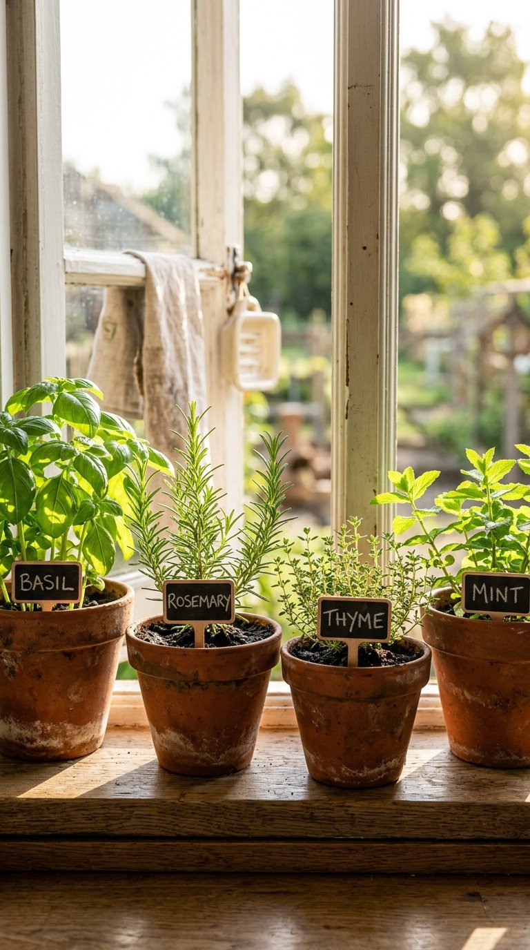 Fresh Herbs in Terracotta Pots