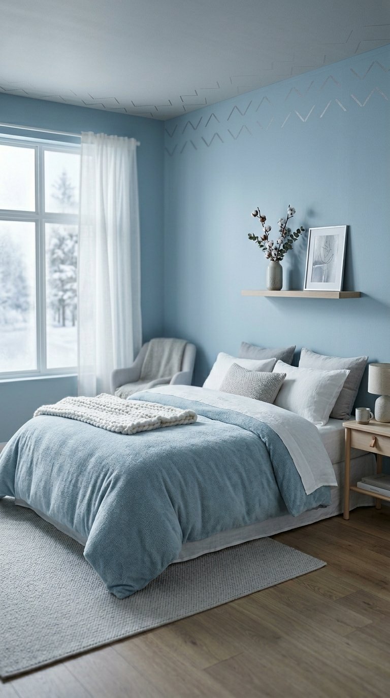 Frozen-Themed Bedroom With Ice Blue and Silver Walls