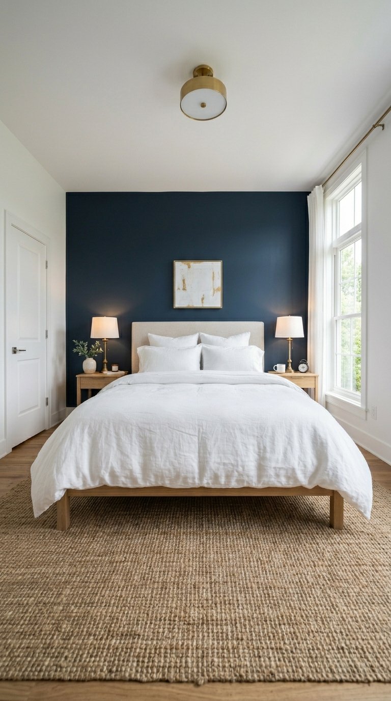 Full-Height Accent Paint Color on the Headboard Wall