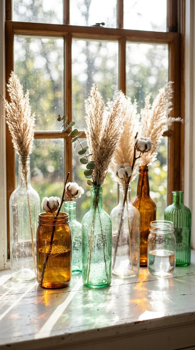 Repurpose Mason Jars and Glass Bottles as Coastal Vases