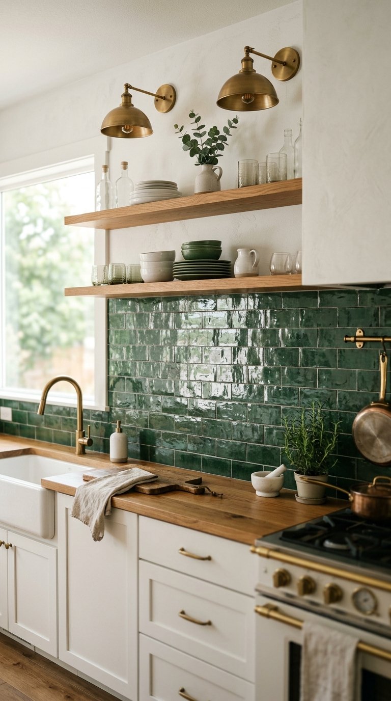 Green Subway Tile Backsplash