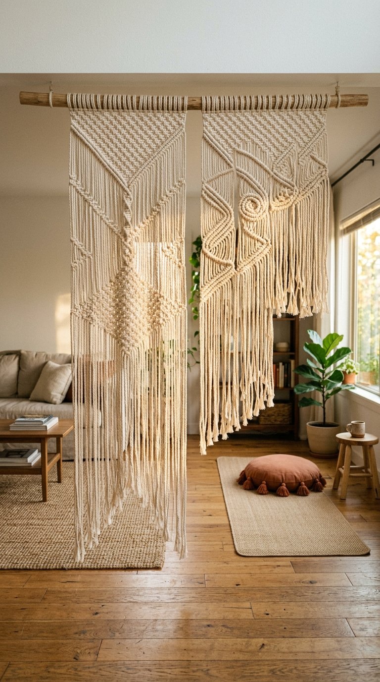 Hang Macramé or Rope Panels from the Ceiling