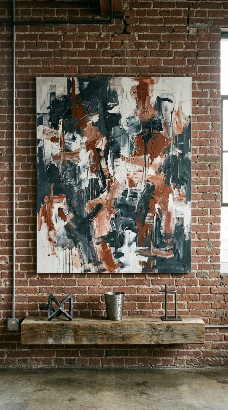 Hang Oversized Abstract Art on Exposed Brick or Concrete Walls