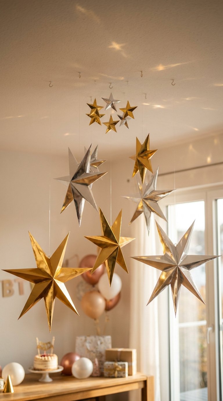 Hang Paper Stars at Varying Heights
