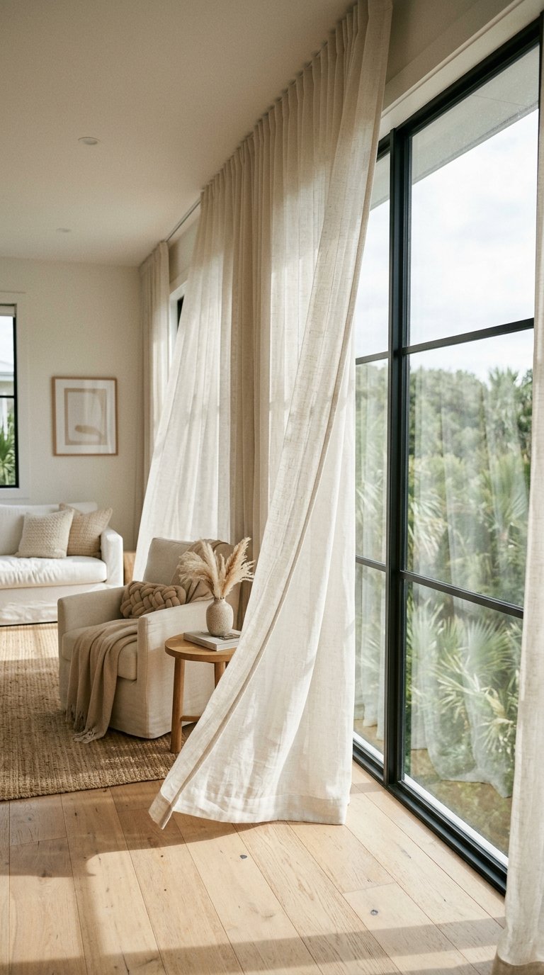 Hang Sheer Linen Curtains From Ceiling Height