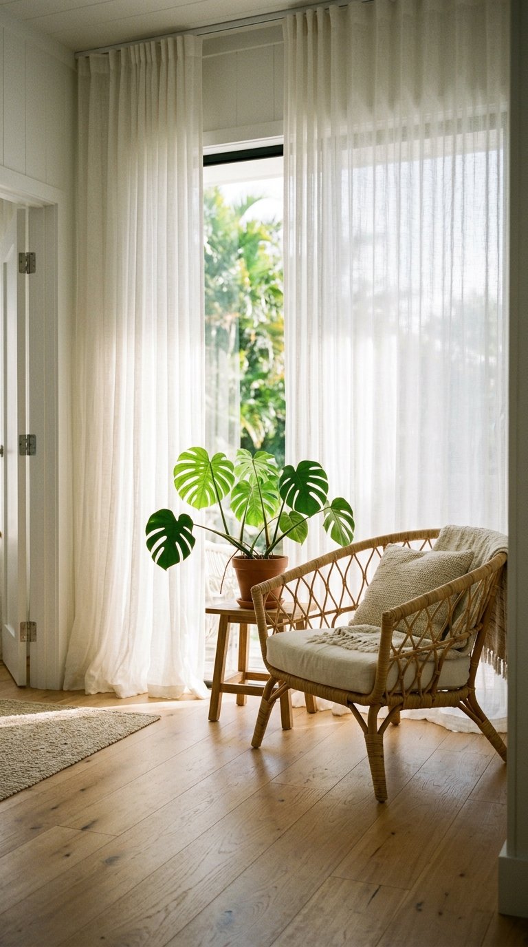Hang Sheer Linen Curtains to Diffuse Light