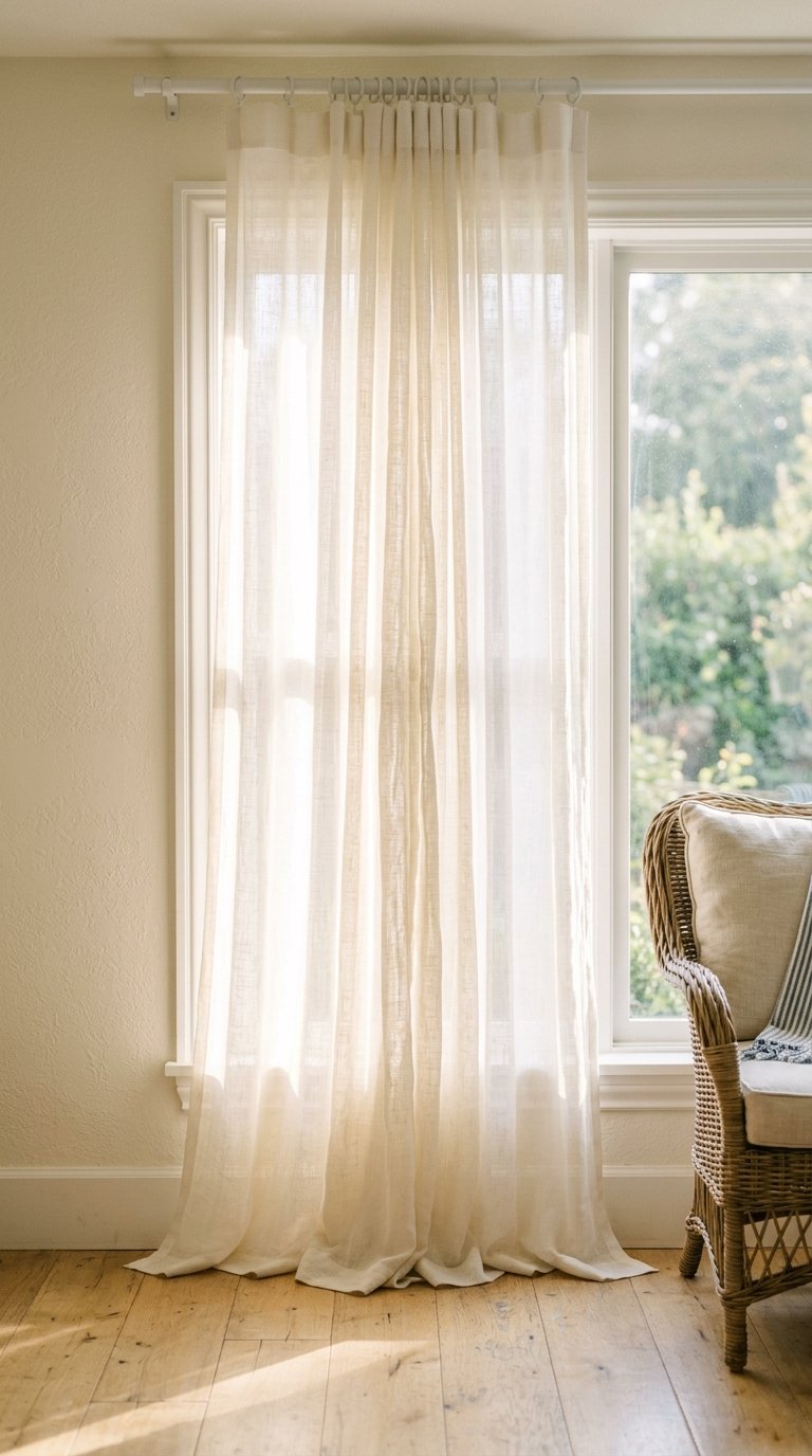 Hang Sheer White Curtains Floor to Ceiling