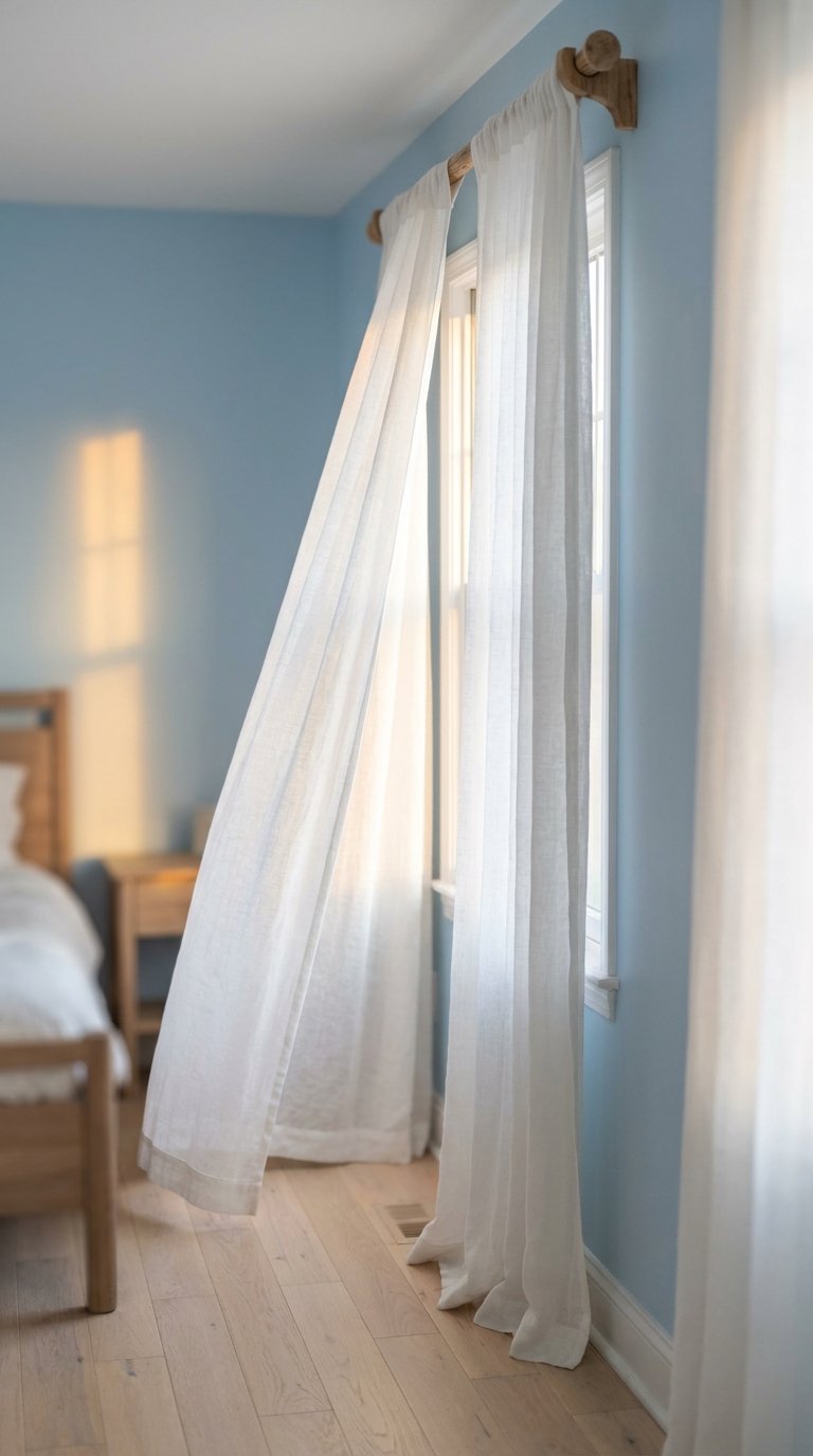 Hang Sheer White Curtains to Amplify the Blue