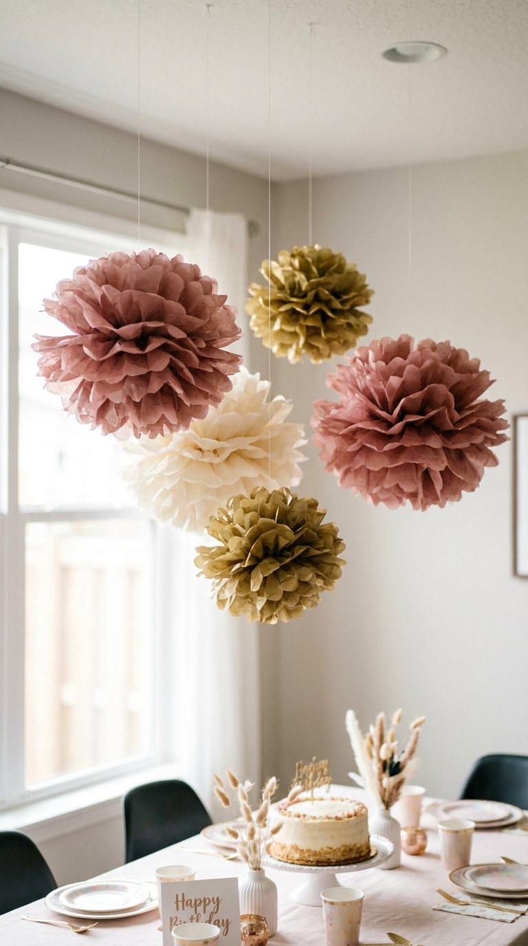 Hang Tissue Paper Pom-Poms From the Ceiling

