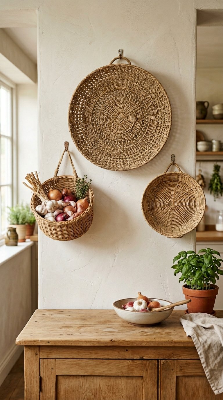 Hang Woven Baskets for Texture and Storage