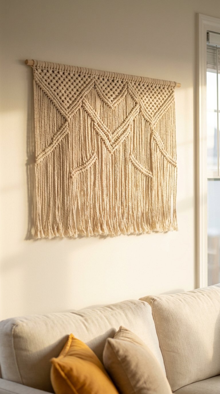 Hang Woven Wall Art Above the Sofa or Bed