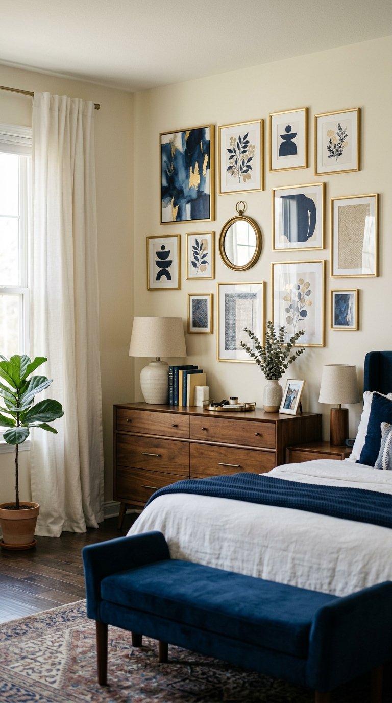 Hang a Blue and Gold Gallery Wall