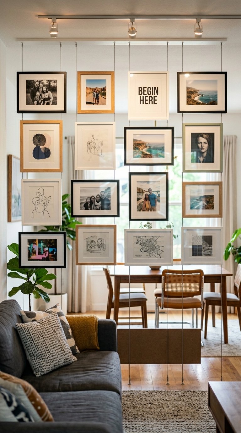 Hang a Gallery Wall Grid as a Room Divider
