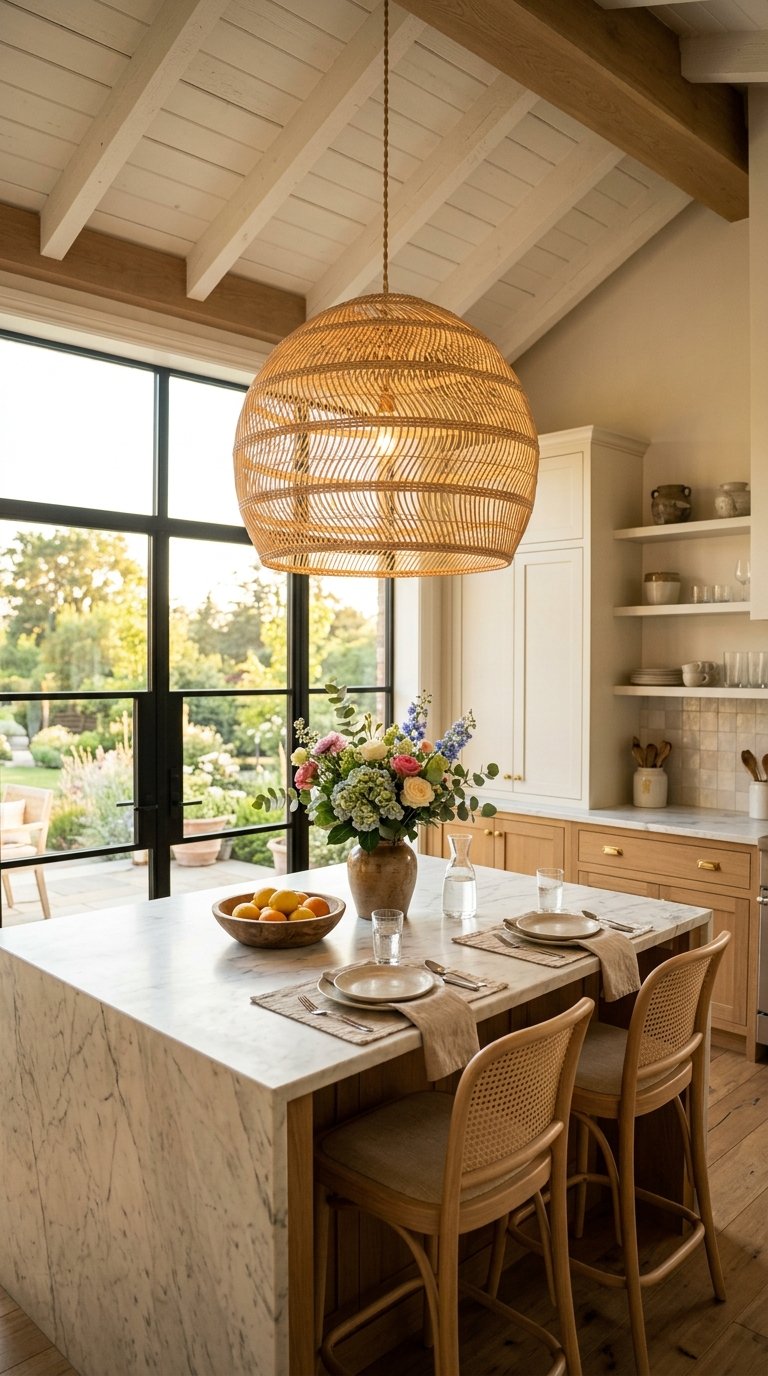 Hang a Large Outdoor-Grade Pendant Light Above the Island or Table