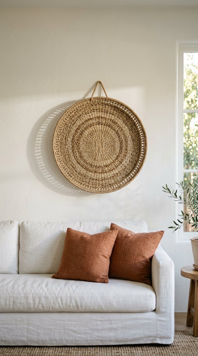 Hang a Large Woven Wall Basket Above Your Sofa or Bed