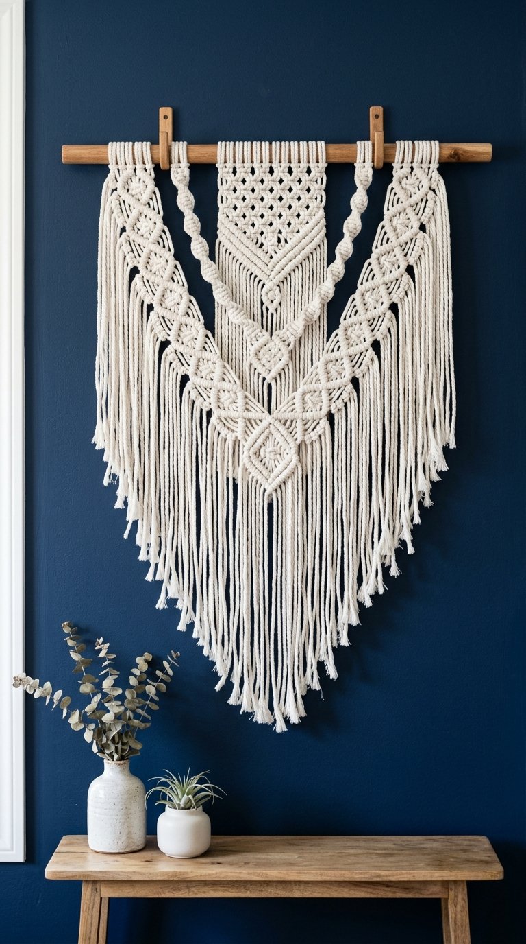 Hang a Macrame Wall Piece in White Cotton