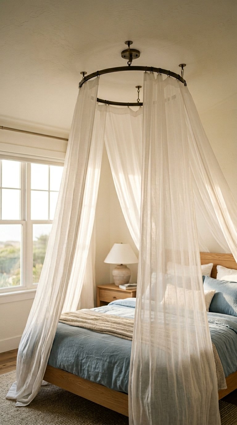 Hang a Sheer White Canopy Above the Bed