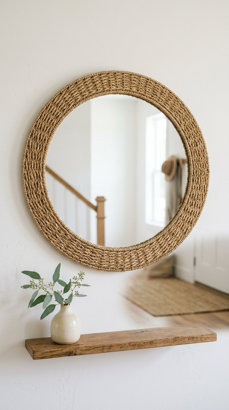 Hang a Woven Seagrass Mirror
