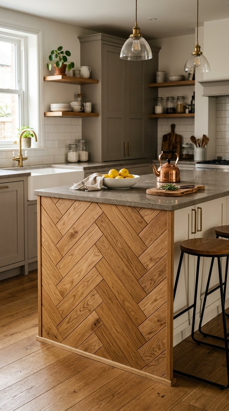 Herringbone Wood or Tile Back Panel