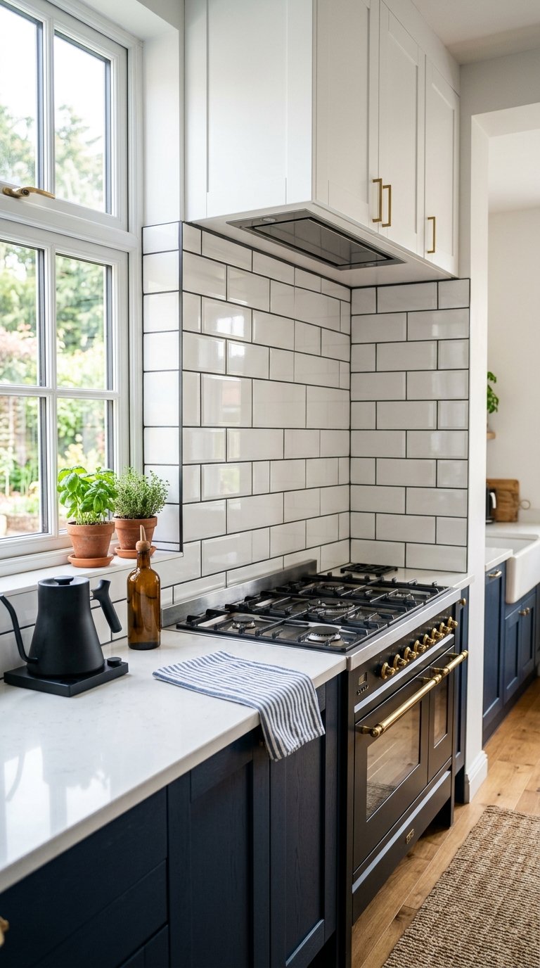 Install Dark Grout with White Tile for Bold Contrast