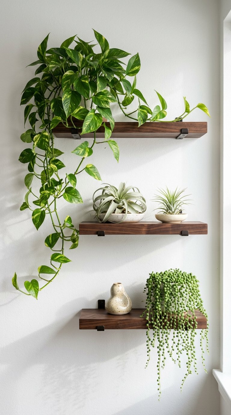 Install Floating Shelves for Plant Display