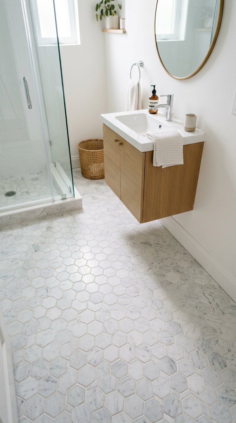 Install Marble Hex Tiles on the Floor
