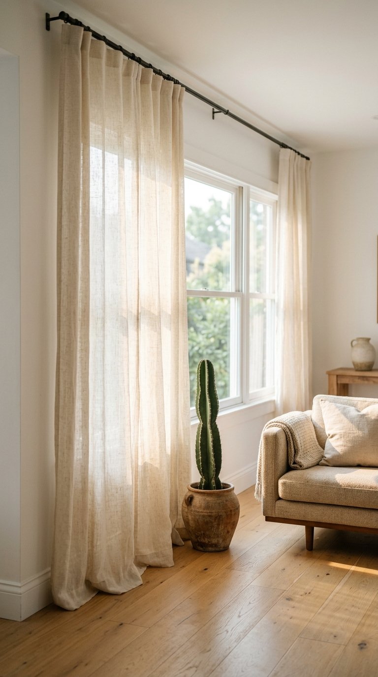 Install Sheer Linen Curtains