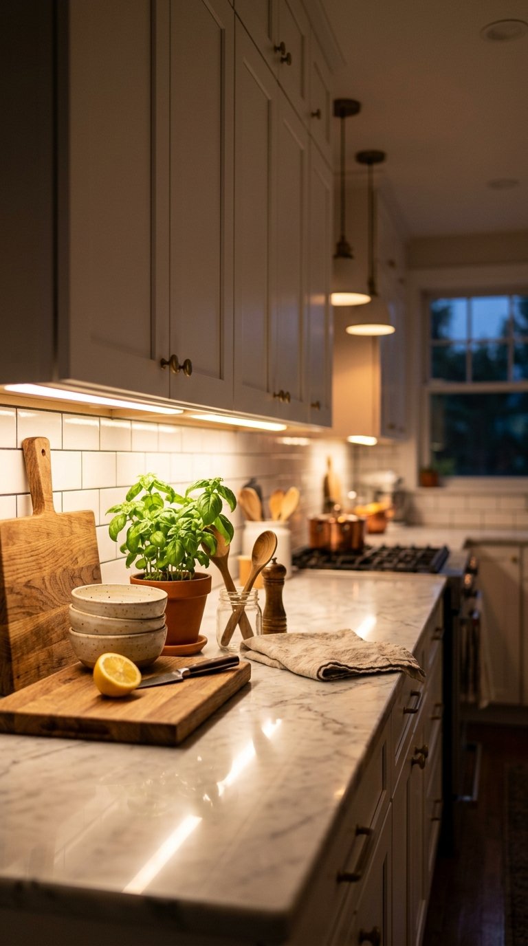 Install Under-Cabinet Rope Lights or LED Strips