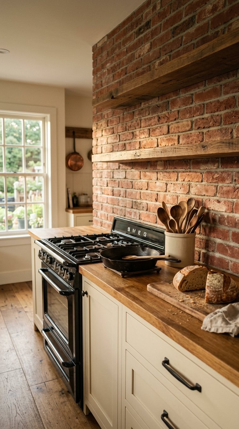 Install a Brick Backsplash for Rustic Warmth