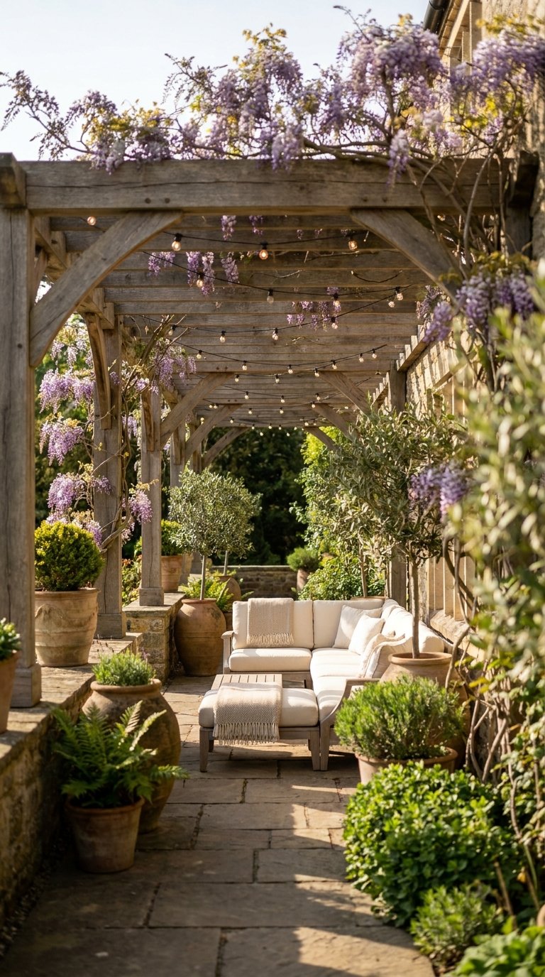 Install a Garden Pergola With Seating Below