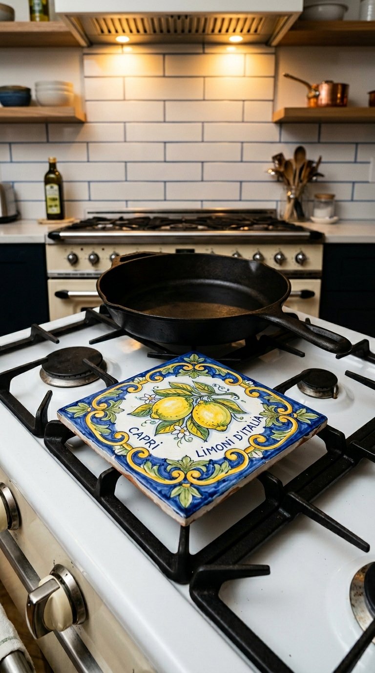 Install a Lemon-Motif Tile as a Stove Trivet
