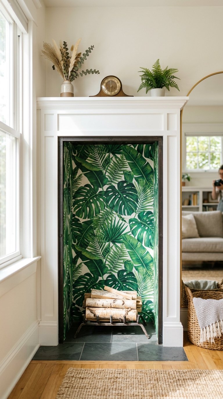 Install a Removable Wallpaper Mural Inside the Firebox