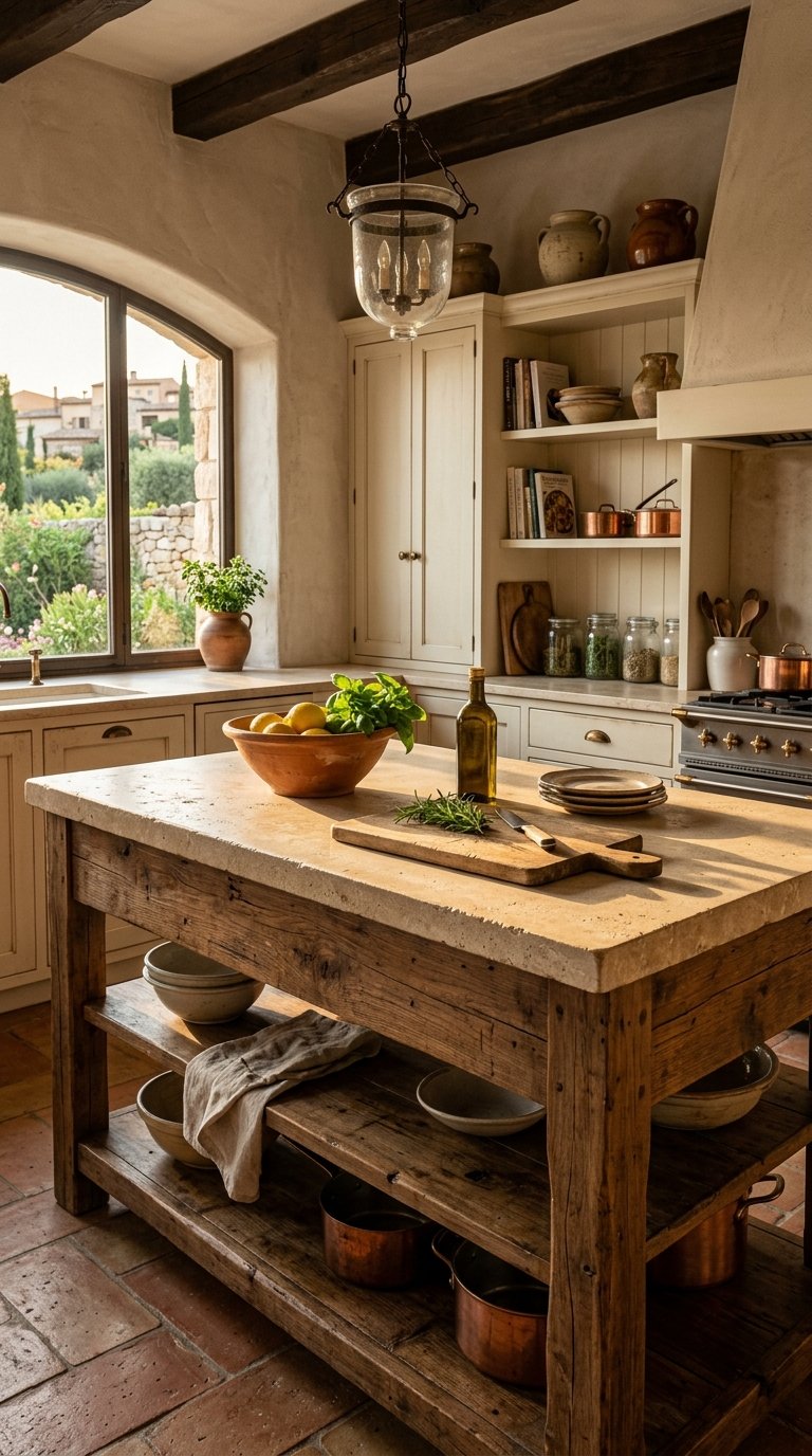 Install a Wooden Kitchen Island With Stone Top