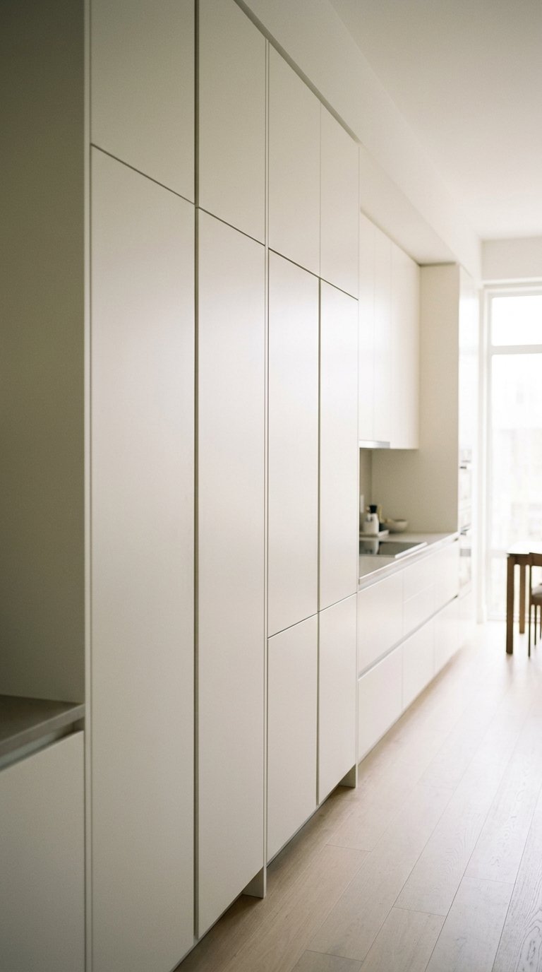 Integrated Appliances Behind Cabinet-Matched Panels
