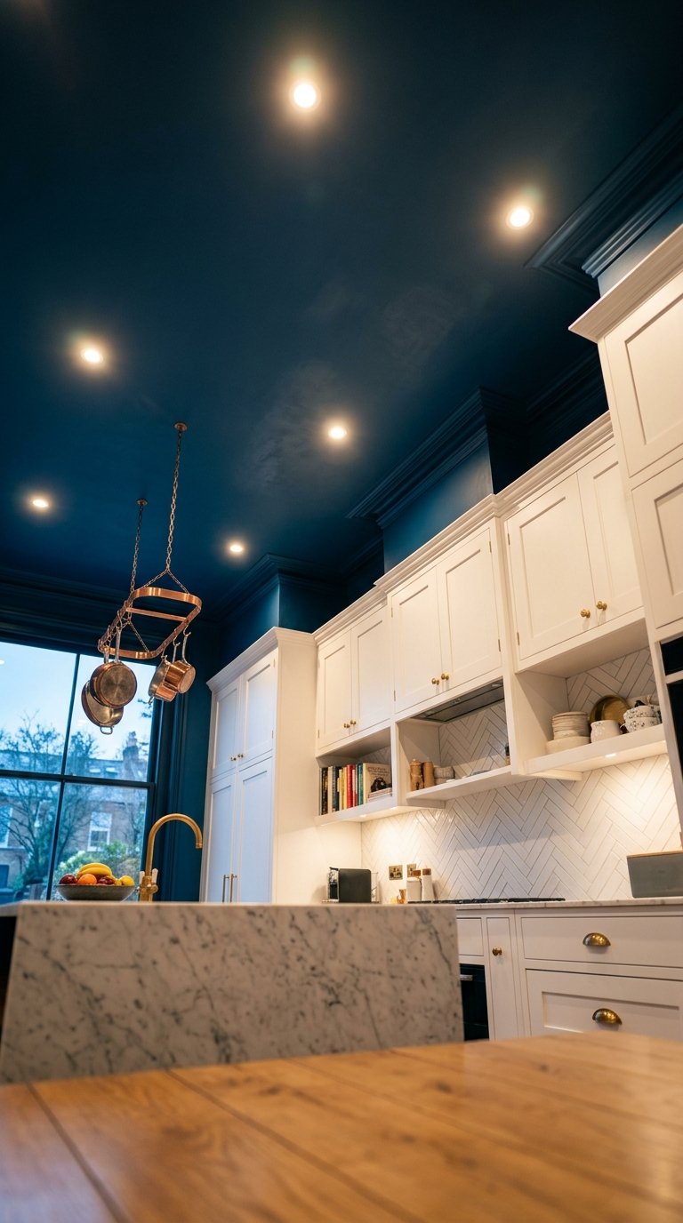 Kitchen Ceiling Painted in a Contrasting Color