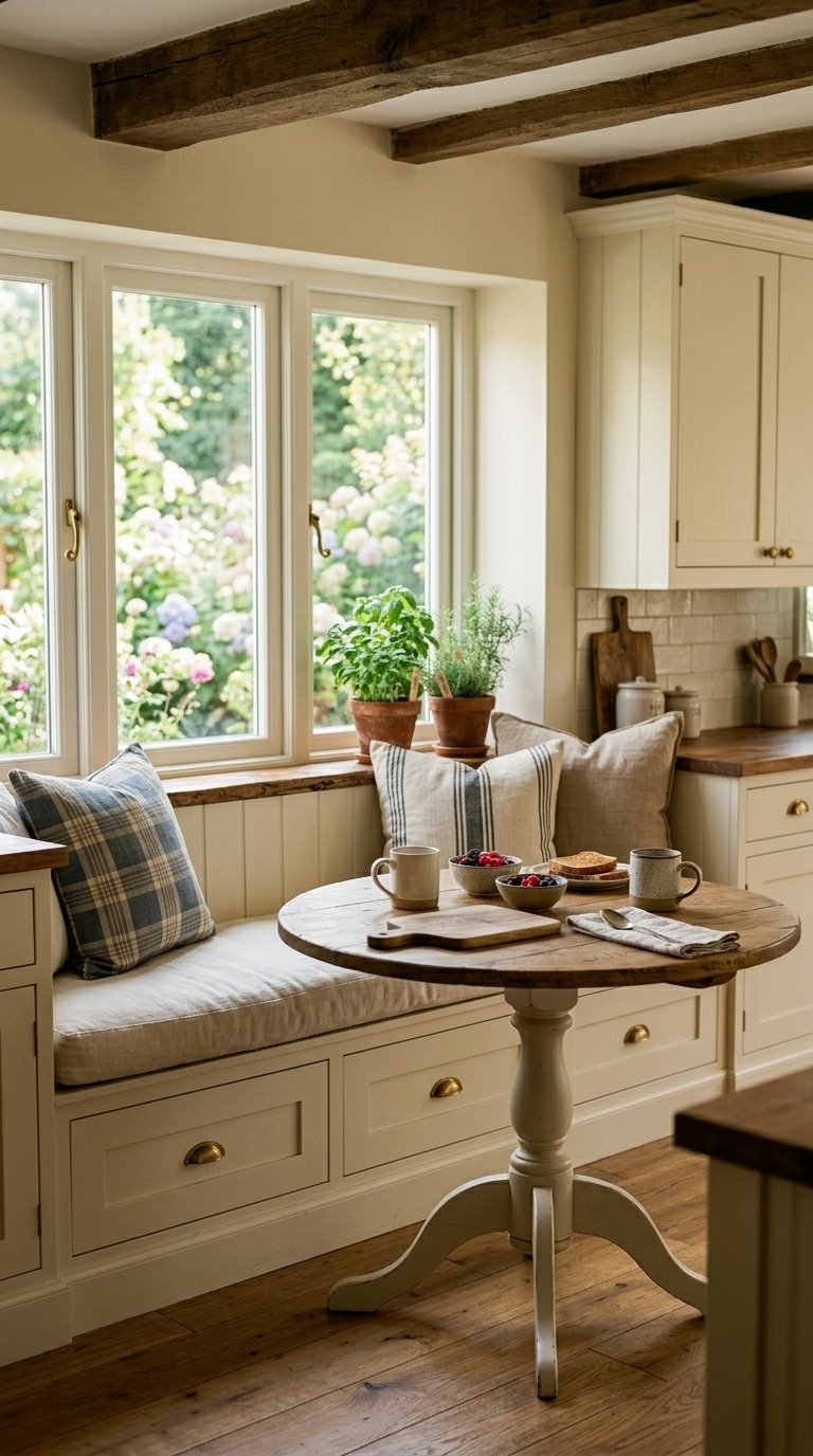 A Window Seat Nook With Built-In Storage Below