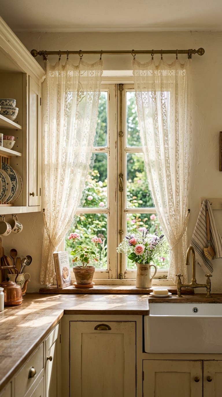 Lace Curtains for a Victorian or Cottage Kitchen