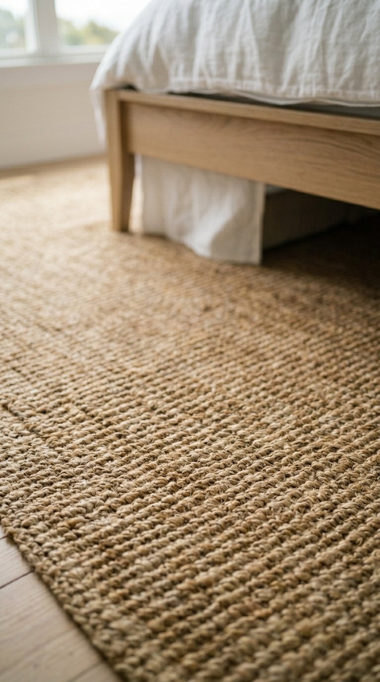 Lay a Jute or Seagrass Area Rug Under the Bed
