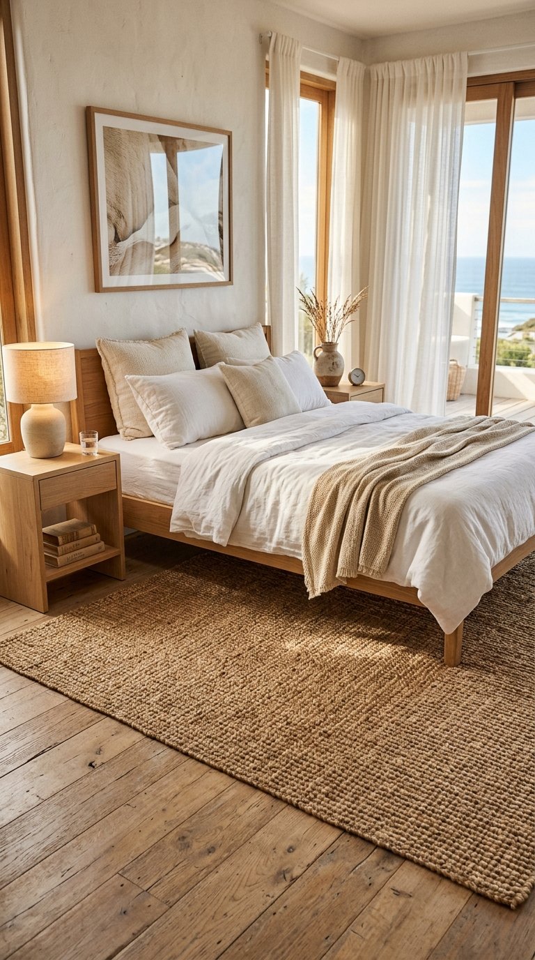 Lay a Jute or Sisal Area Rug as the Room's Floor Anchor