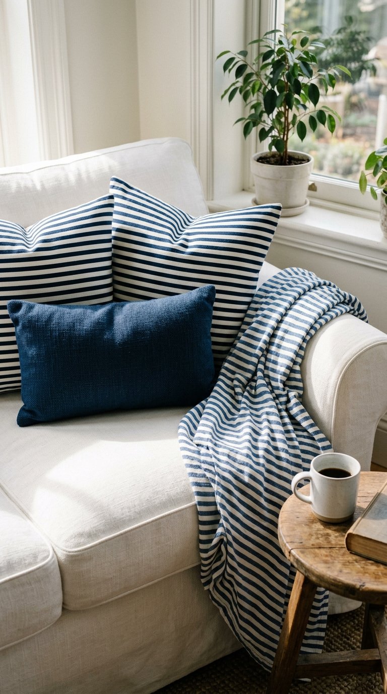 Layer Blue and White Striped Textiles